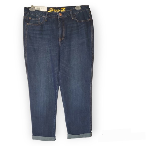 Seven7 weekend boyfriend relaxed fit size 10 medium dark jean denim - Picture 2 of 11